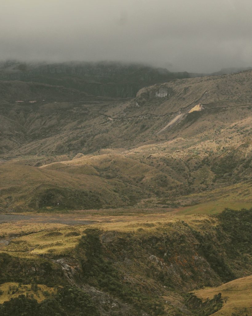 Trail running in Los Nevados National Park páramo landscape